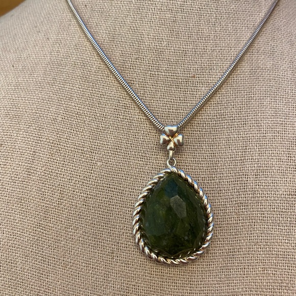 Connemara Marble Teardrop Pendant on a 16" 925 Silver Snake Chain Necklace - Picture 1 of 16